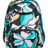 Mochila Escolar 2 Comp. Roxy Shdv Sw Ptr Negra Flores Verdes ERJBP04356-KV