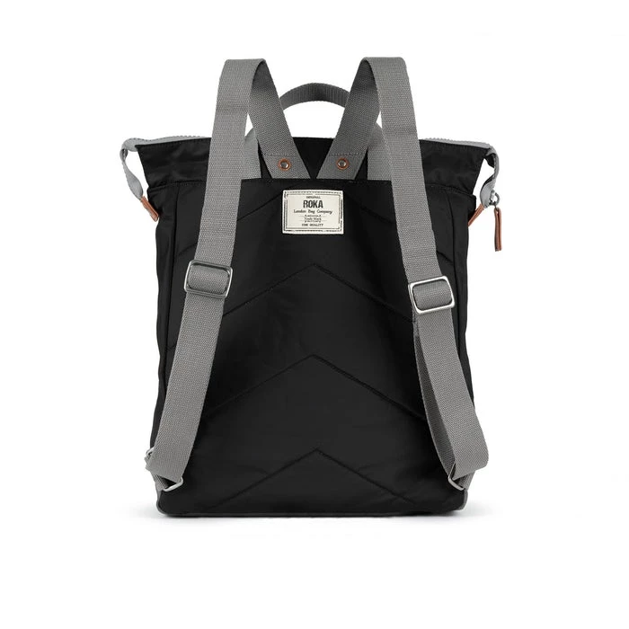 Mochila Roka London Bantry B Mediana Sostenible Nylon Negro 4 Mochila Roka London Bantry B Mediana Sostenible Nylon Negro - Imagen 2