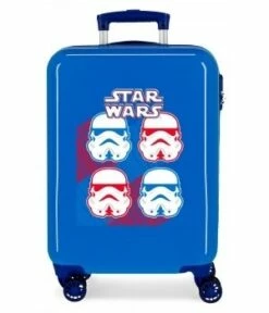 Disney Maleta Cabina 55 Cm Rigida 4 Ruedas Star Wars Droids Vader Azul
