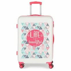 Maleta Mediana 67 Cm 4 Ruedas Rígida Roll Road Life